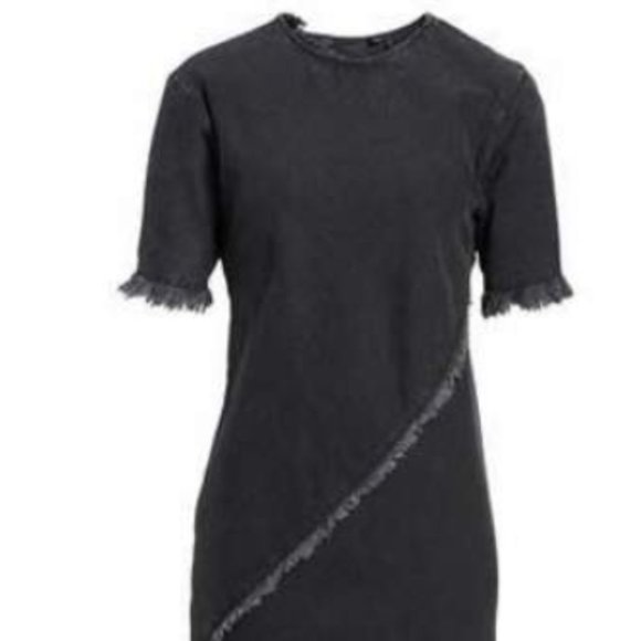 TOPSHOP Boutique Spiral Denim Fray Shift Dress - Picture 1 of 5